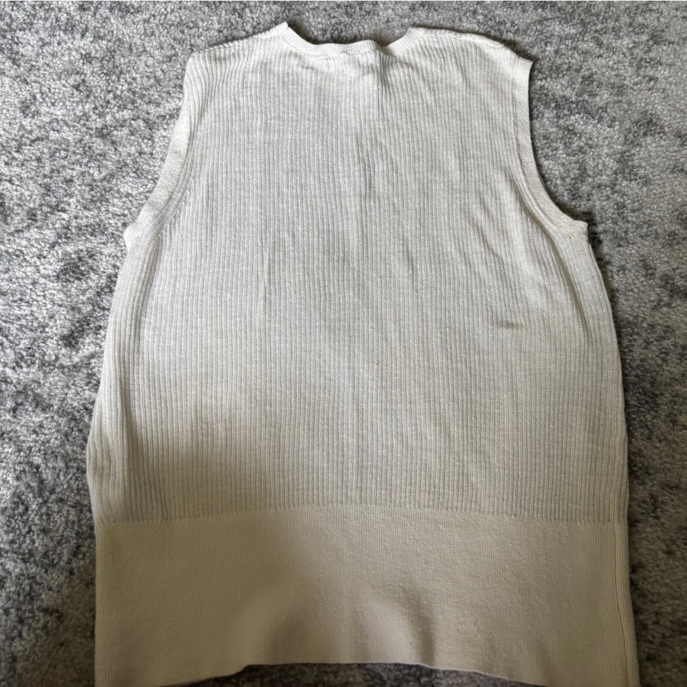 NWOT Banana Republic Eliza Linen-Blend Muscle Tank Light Beige Size: Large - Picture 5 of 5